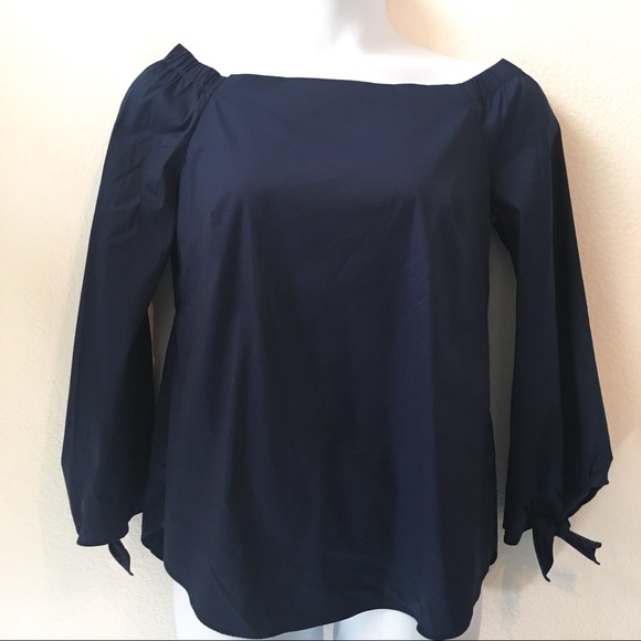 White House Black Market Tops - Host Pick**WHBM Navy Blue Off the Shoulder Top